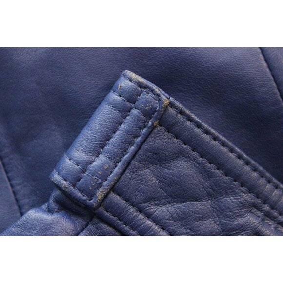 Vintage 80s 90s Genuine Leather Skirt Size 8 Blue Purple Glam Rock Retro Punk - Picture 13 of 13